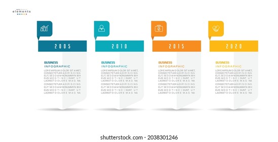 ilustración vectorial Plantilla de diseño infográfico con iconos y 4 opciones o pasos. Se puede usar para procesos, presentaciones, diseño, banner, gráfico de información.