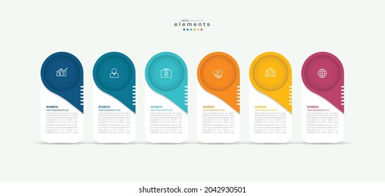 vector illustration Infographic design template with icons and 6 options or steps. Can be used for process, presentations, layout, banner,info graph.
