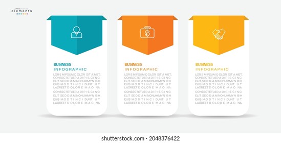 ilustración vectorial Plantilla de diseño infográfico con iconos y 3 opciones o pasos. Se puede usar para procesos, presentaciones, diseño, banner, gráfico de información.