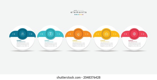 Vektorgrafik Infografische Design-Vorlage mit Symbolen und 5 Optionen oder Schritte. Kann für Prozess, Präsentationen, Layout, Banner, Infografik verwendet werden.
