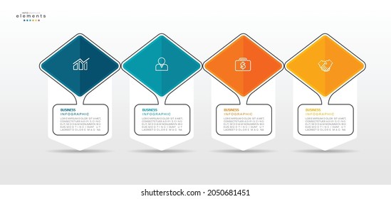 ilustración vectorial Plantilla de diseño infográfico con iconos y 4 opciones o pasos. Se puede usar para procesos, presentaciones, diseño, banner, gráfico de información.