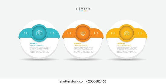 ilustración vectorial Plantilla de diseño infográfico con iconos y 3 opciones o pasos. Se puede usar para procesos, presentaciones, diseño, banner, gráfico de información.