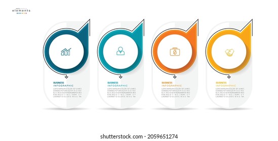 Vektorgrafik Infografische Design-Vorlage mit Symbolen und 4 Optionen oder Schritten. Kann für Prozess, Präsentationen, Layout, Banner, Infografik verwendet werden.