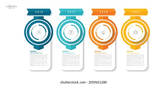 ilustración vectorial Plantilla de diseño infográfico con iconos y 4 opciones o pasos. Se puede usar para procesos, presentaciones, diseño, banner, gráfico de información.
