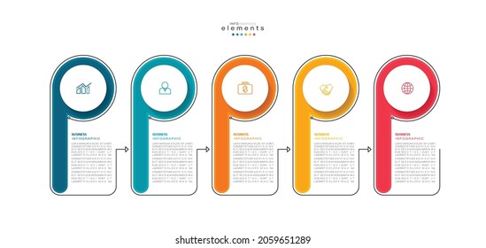 vector illustration Infographic design template with icons and 5 options or steps. Can be used for process, presentations, layout, banner,info graph.