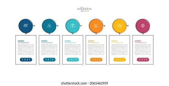 ilustración vectorial Plantilla de diseño infográfico con iconos y 6 opciones o pasos. Se puede usar para procesos, presentaciones, diseño, banner, gráfico de información.