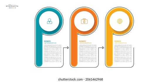 Vektorgrafik Infografische Design-Vorlage mit Symbolen und 3 Optionen oder Schritte. Kann für Prozess, Präsentationen, Layout, Banner, Infografik verwendet werden.