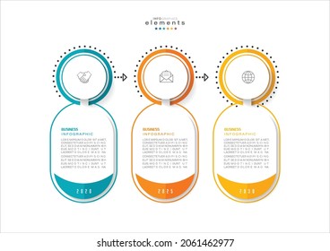 ilustración vectorial Plantilla de diseño infográfico con iconos y 3 opciones o pasos. Se puede usar para procesos, presentaciones, diseño, banner, gráfico de información.