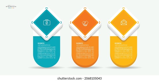ilustración vectorial Plantilla de diseño infográfico con iconos y 3 opciones o pasos. Se puede usar para procesos, presentaciones, diseño, banner, gráfico de información.