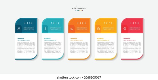 ilustración vectorial Plantilla de diseño infográfico con iconos y 5 opciones o pasos. Se puede usar para procesos, presentaciones, diseño, banner, gráfico de información.