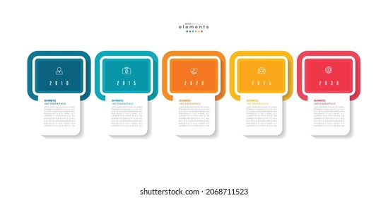 ilustración vectorial Plantilla de diseño infográfico con iconos y 5 opciones o pasos. Se puede usar para procesos, presentaciones, diseño, banner, gráfico de información.