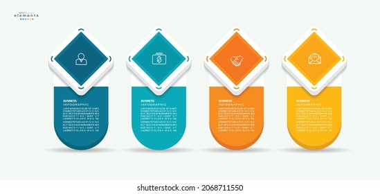 ilustración vectorial Plantilla de diseño infográfico con iconos y 4 opciones o pasos. Se puede usar para procesos, presentaciones, diseño, banner, gráfico de información.