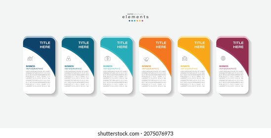 ilustración vectorial Plantilla de diseño infográfico con iconos y 6 opciones o pasos. Se puede usar para procesos, presentaciones, diseño, banner, gráfico de información.