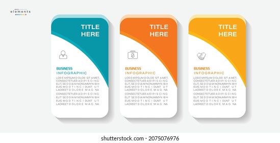 ilustración vectorial Plantilla de diseño infográfico con iconos y 3 opciones o pasos. Se puede usar para procesos, presentaciones, diseño, banner, gráfico de información.