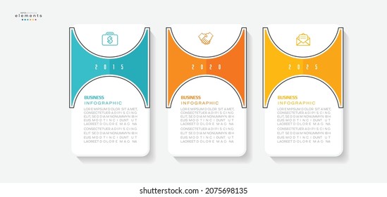 Vektorgrafik Infografische Design-Vorlage mit Symbolen und 3 Optionen oder Schritte. Kann für Prozess, Präsentationen, Layout, Banner, Infografik verwendet werden.