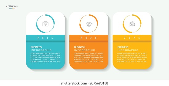 ilustración vectorial Plantilla de diseño infográfico con iconos y 3 opciones o pasos. Se puede usar para procesos, presentaciones, diseño, banner, gráfico de información.