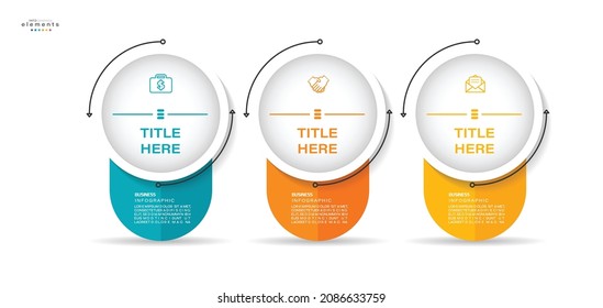 ilustración vectorial Plantilla de diseño infográfico con iconos y 3 opciones o pasos. Se puede usar para procesos, presentaciones, diseño, banner, gráfico de información.