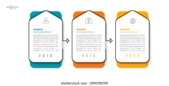 ilustración vectorial Plantilla de diseño infográfico con iconos y 3 opciones o pasos. Se puede usar para procesos, presentaciones, diseño, banner, gráfico de información.