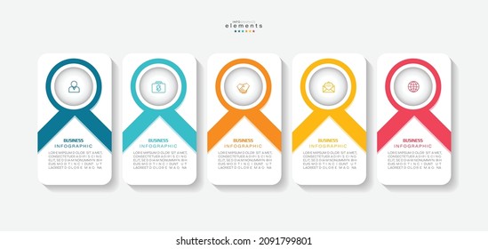 Vektorgrafik Infografische Design-Vorlage mit Symbolen und 5 Optionen oder Schritte. Kann für Prozess, Präsentationen, Layout, Banner, Infografik verwendet werden.
