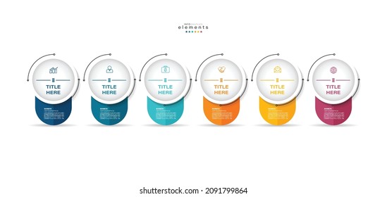 Vektorgrafik Infografische Design-Vorlage mit Symbolen und 6 Optionen oder Schritte. Kann für Prozess, Präsentationen, Layout, Banner, Infografik verwendet werden.