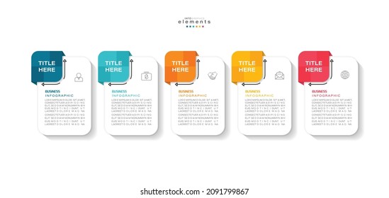Vektorgrafik Infografische Design-Vorlage mit Symbolen und 5 Optionen oder Schritte. Kann für Prozess, Präsentationen, Layout, Banner, Infografik verwendet werden.