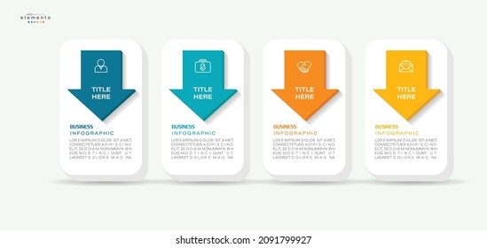 ilustración vectorial Plantilla de diseño infográfico con iconos y 4 opciones o pasos. Se puede usar para procesos, presentaciones, diseño, banner, gráfico de información.