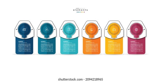 vector illustration Infographic design template with icons and 6 options or steps. Can be used for process, presentations, layout, banner,info graph.