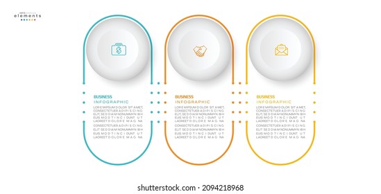 Vektorgrafik Infografische Design-Vorlage mit Symbolen und 3 Optionen oder Schritte. Kann für Prozess, Präsentationen, Layout, Banner, Infografik verwendet werden.