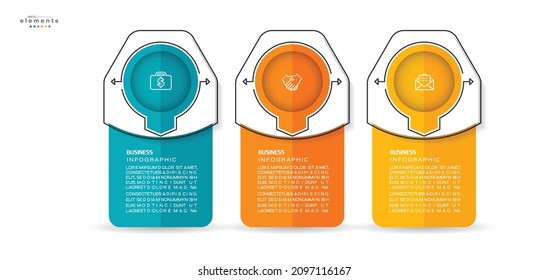 ilustración vectorial Plantilla de diseño infográfico con iconos y 3 opciones o pasos. Se puede usar para procesos, presentaciones, diseño, banner, gráfico de información.
