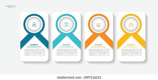 ilustración vectorial Plantilla de diseño infográfico con iconos y 4 opciones o pasos. Se puede usar para procesos, presentaciones, diseño, banner, gráfico de información.