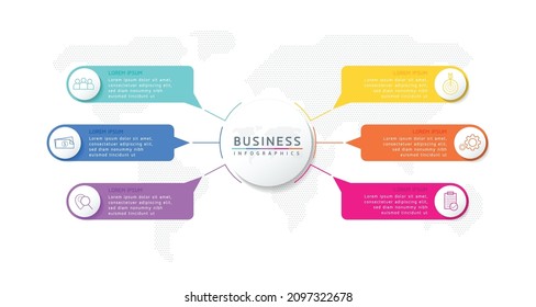 vector illustration infographic design template with 6 options or steps. used in presentation In business or marketing