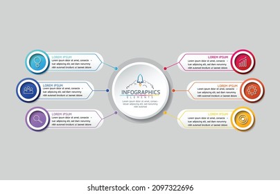 plantilla de diseño infográfico de ilustraciones vectoriales con 6 opciones o pasos. uso en presentación en negocios o marketing