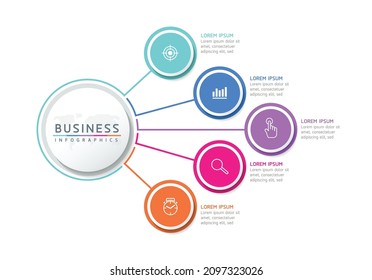 vector illustration infographic design template with 5 options or steps. used in presentation In business or marketing