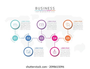 plantilla de diseño infográfico de ilustraciones vectoriales con 5 opciones o pasos. uso en presentación en negocios o marketing