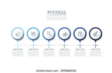 plantilla de diseño infográfico de ilustraciones vectoriales con 6 opciones o pasos. uso en presentación en negocios o marketing