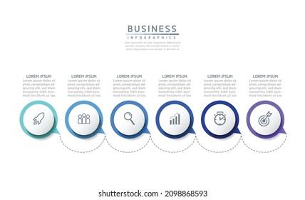 vector illustration infographic design template with 6 options or steps. used in presentation In business or marketing