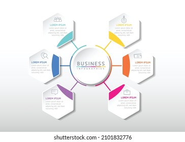 vector illustration infographic design template with 6 options or steps. used in presentation In business or marketing