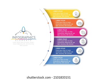 vector illustration infographic design template with 6 options or steps. used in presentation In business or marketing