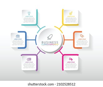 vector illustration infographic design template with 6 options or steps. used in presentation In business or marketing