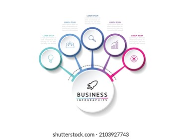 plantilla de diseño infográfico de ilustraciones vectoriales con 5 opciones o pasos. uso en presentación en negocios o marketing