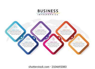 vector illustration infographic design template with 6 options or steps. used in presentation In business or marketing