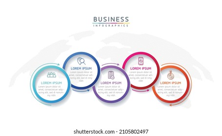 plantilla de diseño infográfico de ilustraciones vectoriales con 5 opciones o pasos. uso en presentación en negocios o marketing