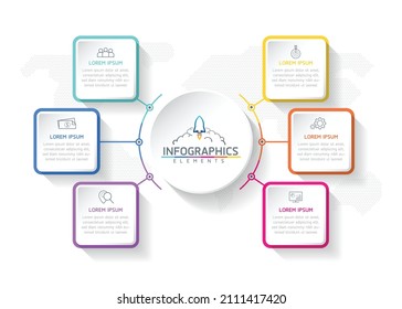 vector illustration infographic design template with 6 options or steps. used in presentation In business or marketing