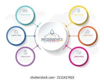 Infografik-Design-Vorlage für Vektorgrafik mit 6 Optionen oder Schritten. in Aufmachungen oder Marketing