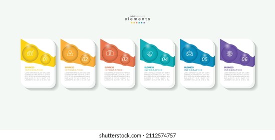 ilustración vectorial Plantilla de diseño infográfico con iconos y 6 opciones o pasos. Se puede usar para procesos, presentaciones, diseño, banner, gráfico de información.