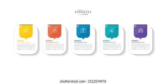 Vektorgrafik Infografische Design-Vorlage mit Symbolen und 5 Optionen oder Schritte. Kann für Prozess, Präsentationen, Layout, Banner, Infografik verwendet werden.