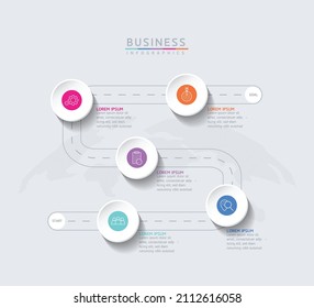 vector illustration infographic design template with 5 options or steps. used in presentation In business or marketing