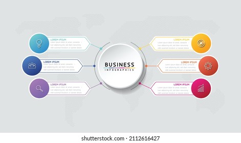 vector illustration infographic design template with 6 options or steps. used in presentation In business or marketing