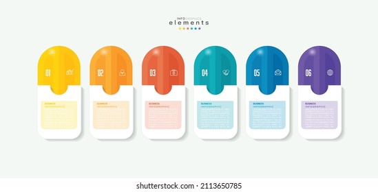 ilustración vectorial Plantilla de diseño infográfico con iconos y 6 opciones o pasos. Se puede usar para procesos, presentaciones, diseño, banner, gráfico de información.