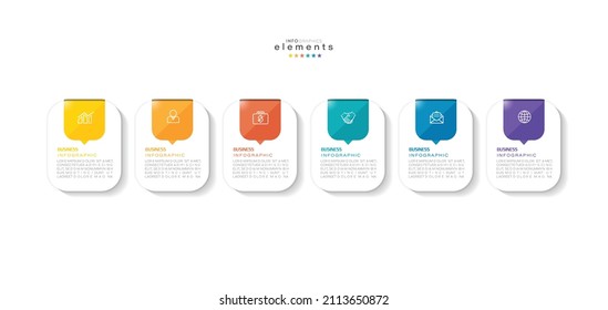 vector illustration Infographic design template with icons and 6 options or steps. Can be used for process, presentations, layout, banner,info graph.